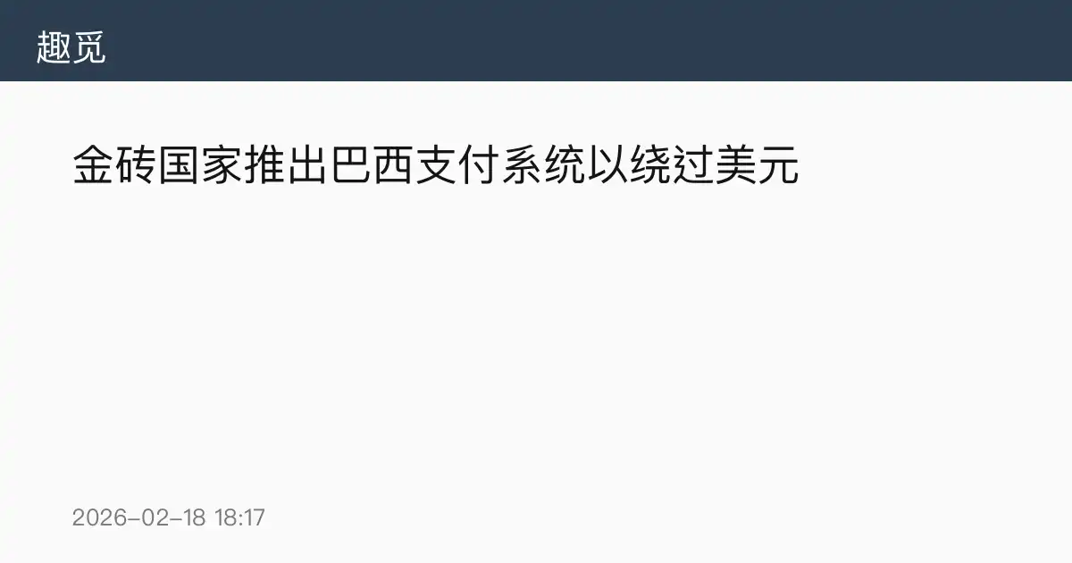 金砖国家推出巴西支付系统以绕过美元