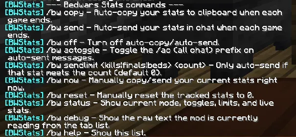 Bedwars help menu screenshot