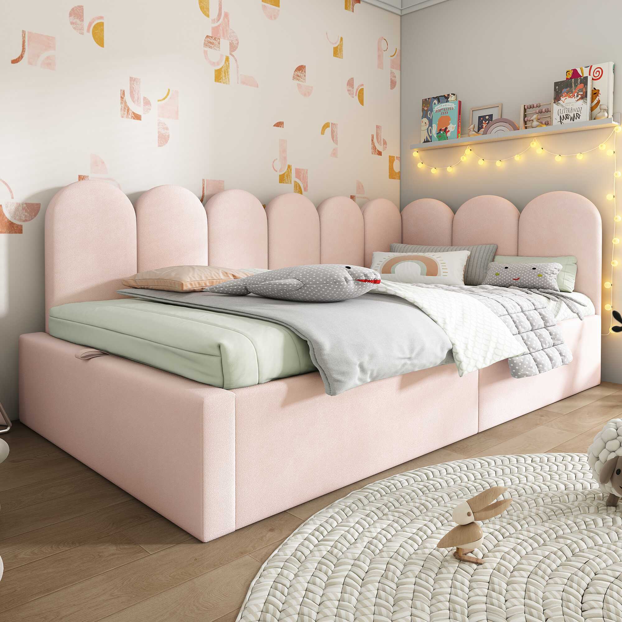 Velours — Lit coffre rose