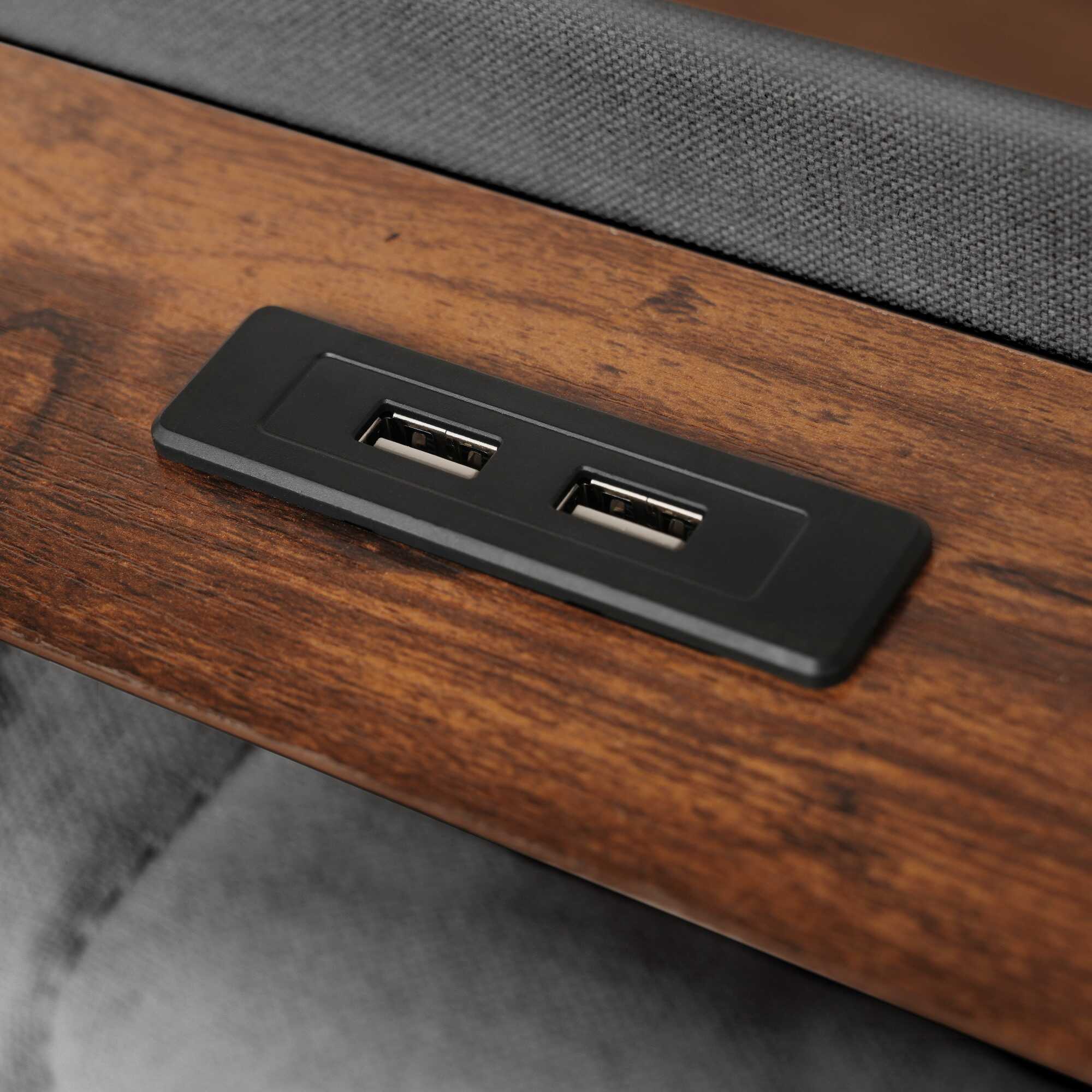 Recharge USB — Lit coffre gris