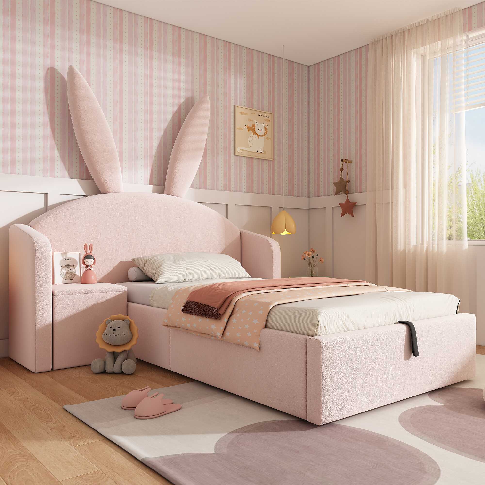 Une tête de lit aux oreilles de lapin