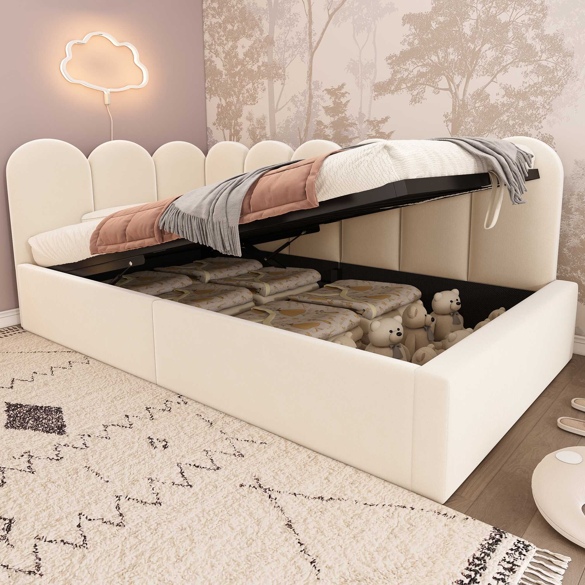 Lit coffre — Lit coffre beige