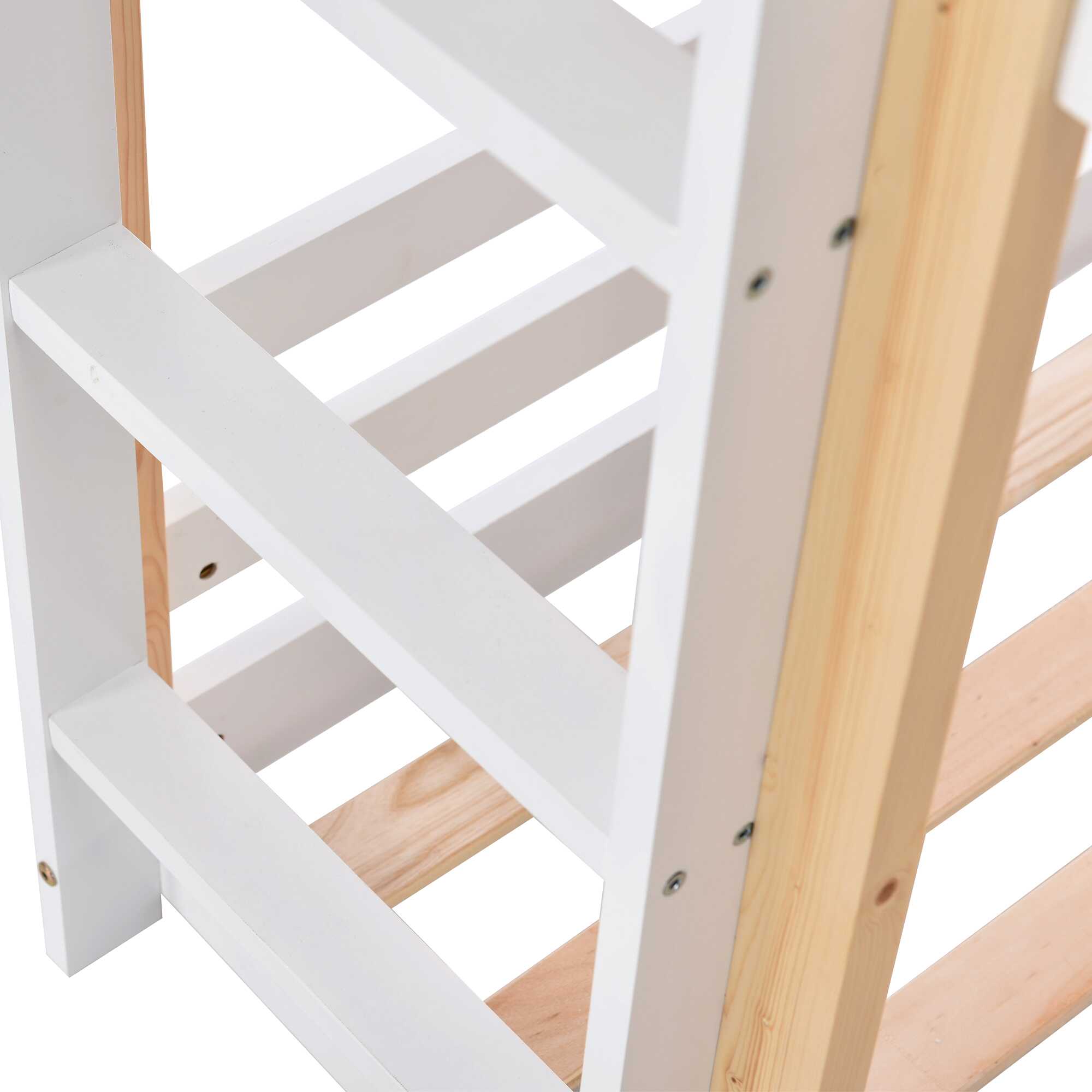 Accès au couchage — Lit superposé blanc et naturel